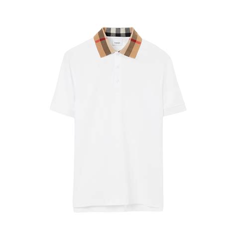 maillot polo burberry|Check Collar Cotton Polo Shirt in White .